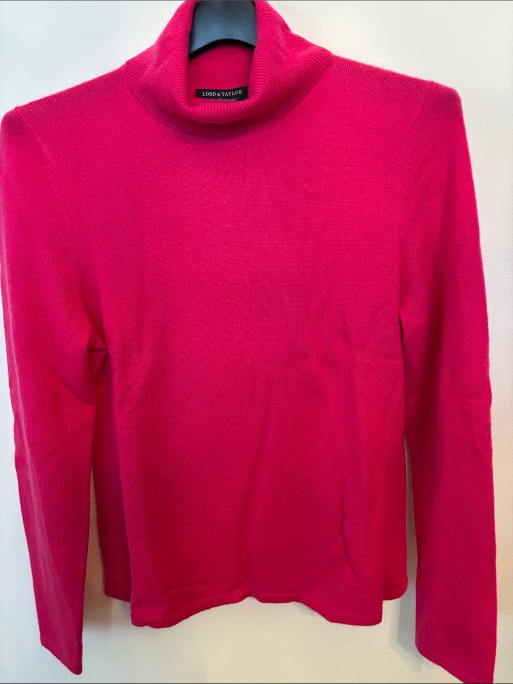 Lord & Taylor Cashmere Bright Pink Turtleneck Sweater